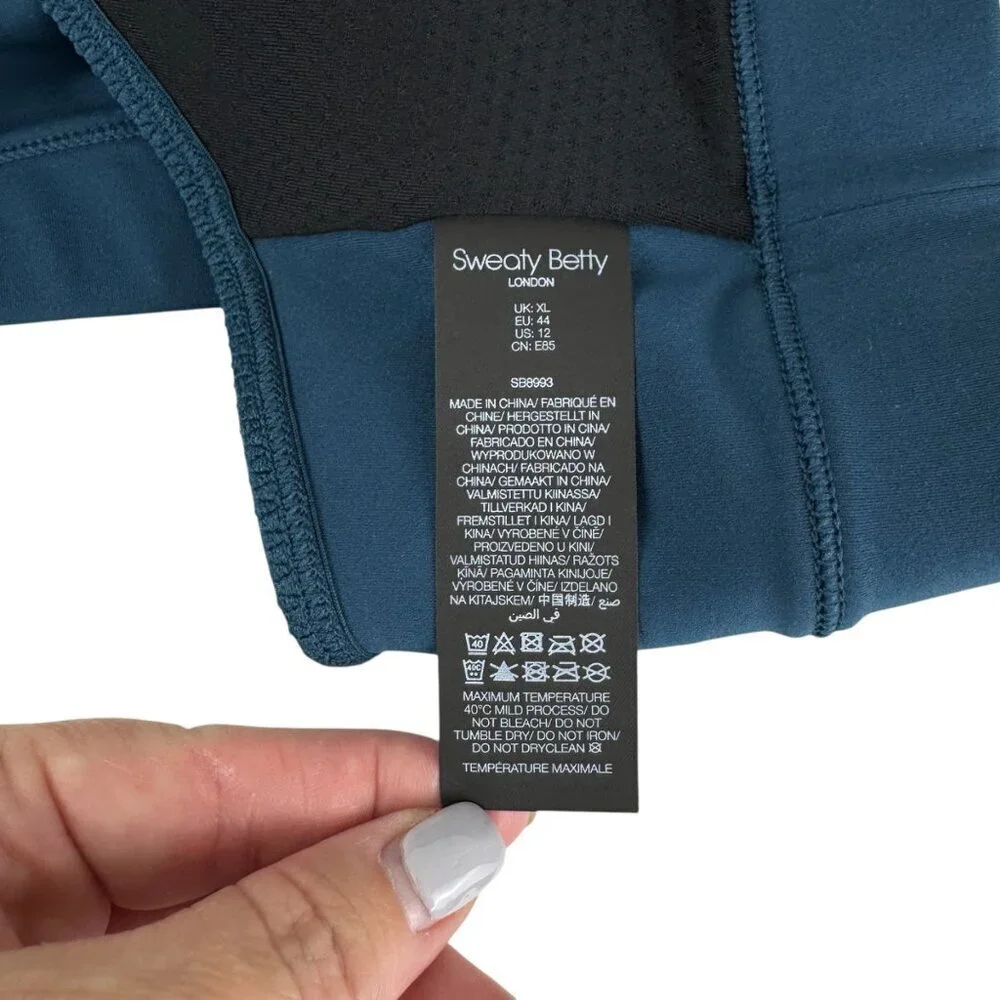Sweaty Betty NEW Dark Teal Power Sports Bra Size XL Activewear Athleisure Gym